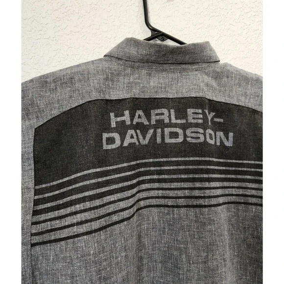 Harley Davidson Men's Casual Button Down Gray size 2XL made in India Used - Picture 6 of 6